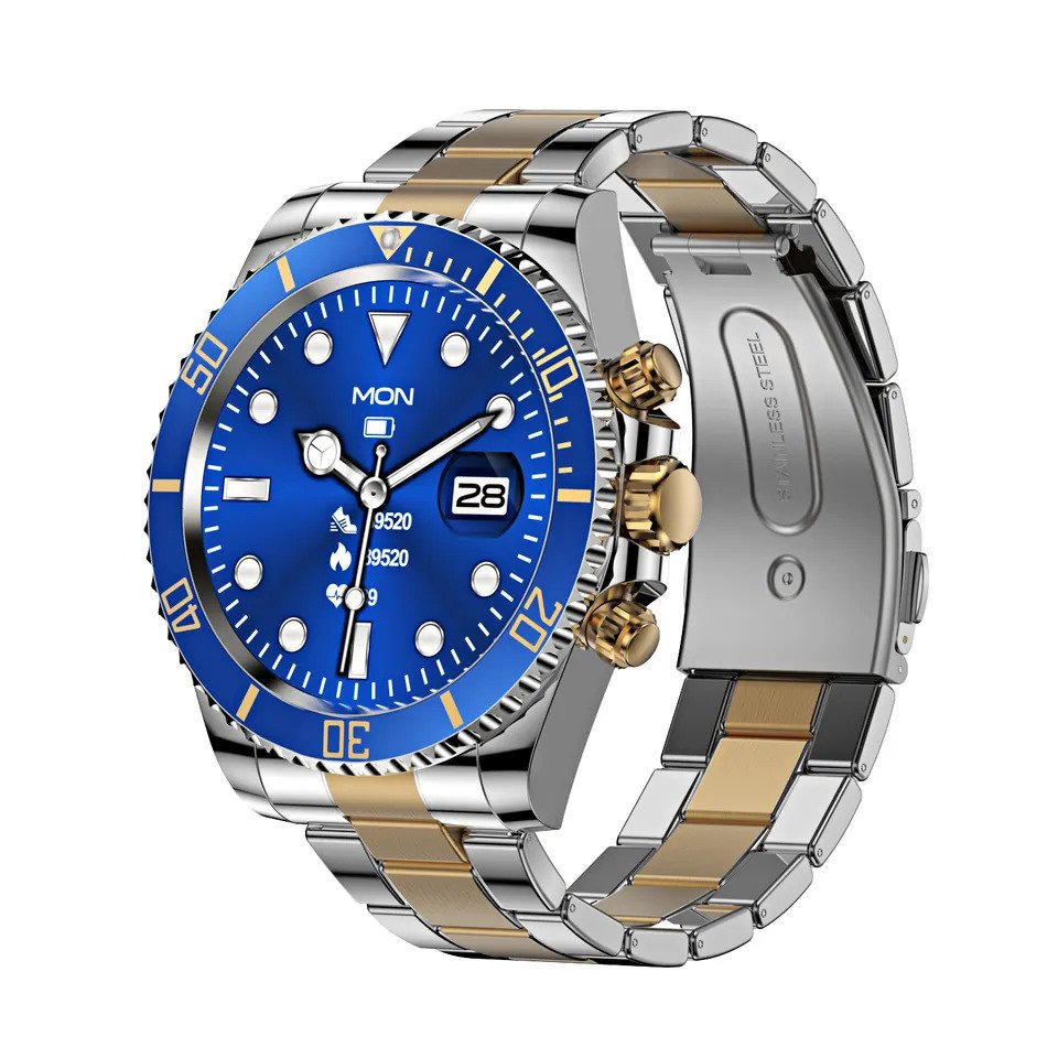 Montre intelligente AW12 Bluetooth pour homme - Moniteur de fréquence cardiaque - Avec SMS et appels - Étanche - Podomètre - En acier inoxydable - Pour téléphone Android - Compatible iPhone – Image 4