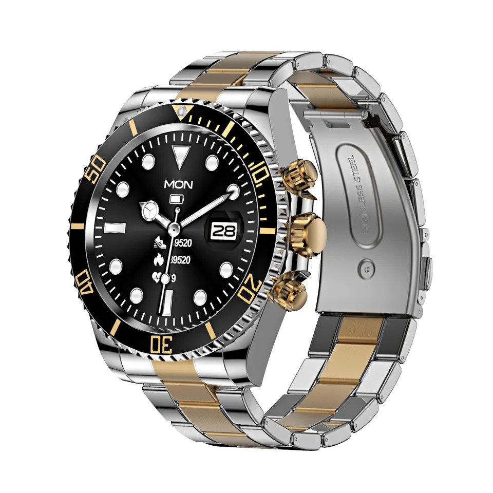 Montre intelligente AW12 Bluetooth pour homme - Moniteur de fréquence cardiaque - Avec SMS et appels - Étanche - Podomètre - En acier inoxydable - Pour téléphone Android - Compatible iPhone – Image 5