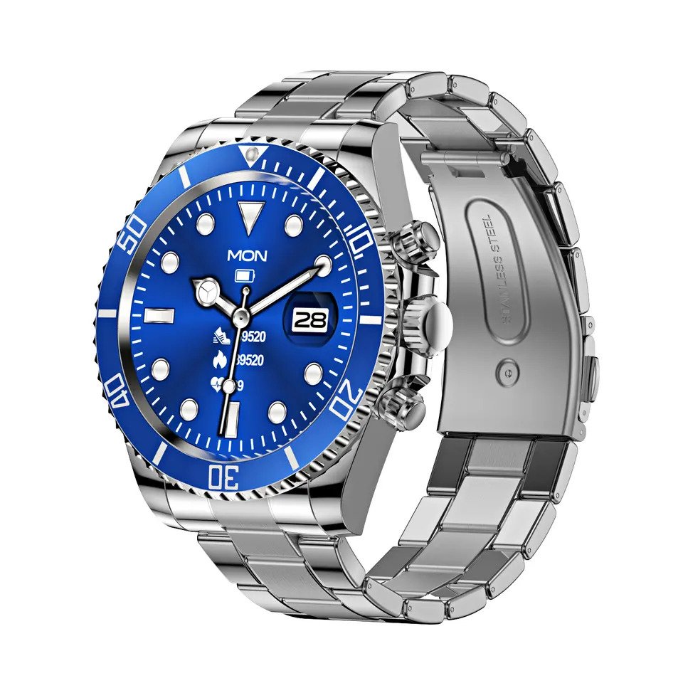 Montre intelligente AW12 Bluetooth pour homme - Moniteur de fréquence cardiaque - Avec SMS et appels - Étanche - Podomètre - En acier inoxydable - Pour téléphone Android - Compatible iPhone – Image 2