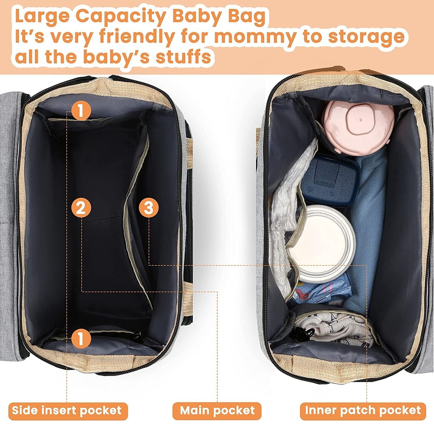 Sac à Langer Multifonction pour bébé 7 En 1 Lit Pliant Sac à Dos Imperméable - couleur au choix – Image 4