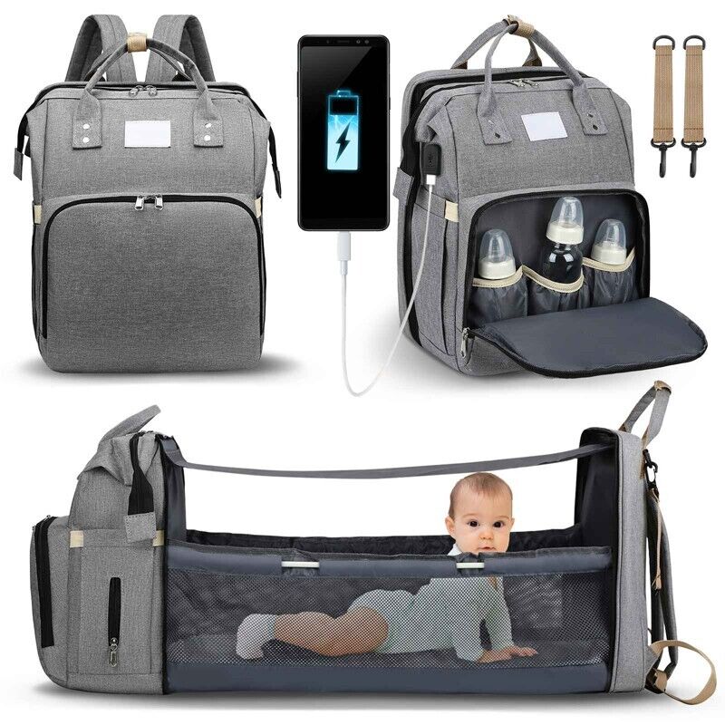 Sac à Langer Multifonction pour bébé 7 En 1 Lit Pliant Sac à Dos Imperméable - couleur au choix
