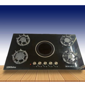 PLAQUE TECHNOLUX ENCASTRABLE 5FEUX 90X60 4F A GAZ ET 1F ELECTRIQUE NOIR