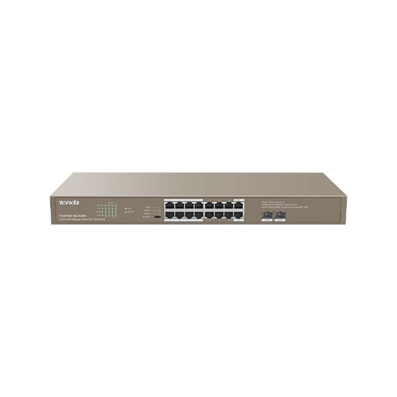 Switch 16 ports Gigabit 10/100/1000 Mbps PoE+ (+ 2 ports combo SFP 1 Gbit/s) - Tenda TEG1118P-16-250W