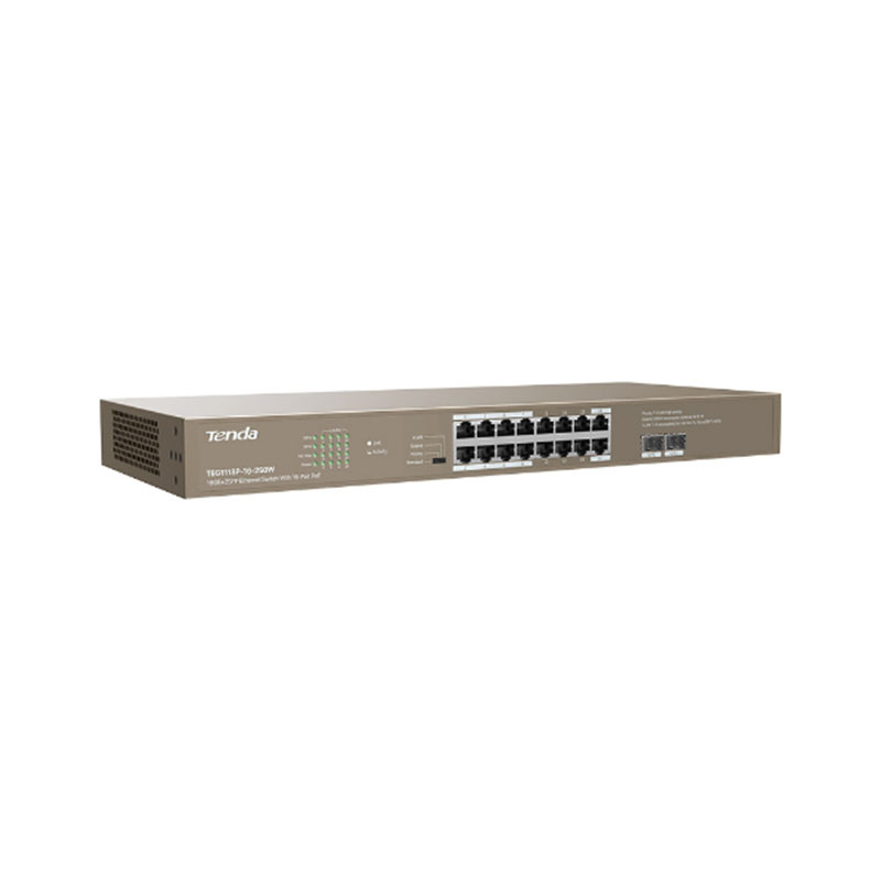 Switch 16 ports Gigabit 10/100/1000 Mbps PoE+ (+ 2 ports combo SFP 1 Gbit/s) - Tenda TEG1118P-16-250W – Image 4