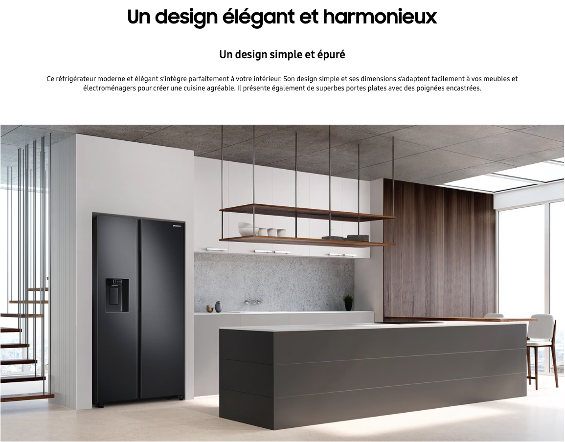 REFRIGERATEUR SAMSUNG SIDE BY SIDE MIROIR FONTAINE RS64R53112A