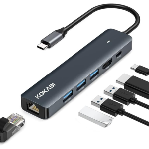Adaptateur USB C Ethernet, hub de type C avec HDMI 4K, LAN RJ45 Gigabit, 3 ports USB 3.0, 100 W PD, USB C HDMI Hub Multiport Adaptateur pour MacBook Pro/Air M1, iPad Pro, ChromeBook, Surface Pro, Huawei et plus - ADAPTER TYPE-C TO HDMI 4 IN 1 LAN/RJ45