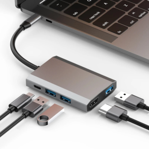 Basix – adaptateur HUB 5 en 1 TW5A, USB USB-C/type-c vers 3, USB 3.0 + USB-C/type-c + HDMI (gris) - BASIX ADAPTER TW5A 5 IN 1 USB-C HUB PLUG AND PLAY