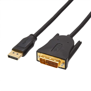 Amazon Basics DisplayPort to DVI Display Cable, 1920x1080p, 1080@60Hz, Vinyl Cable, Gold-Plated Plugs, 3 Feet, Black - BASIX DP TO DVI CABLE PLUG & PLAY / D7 BLACK