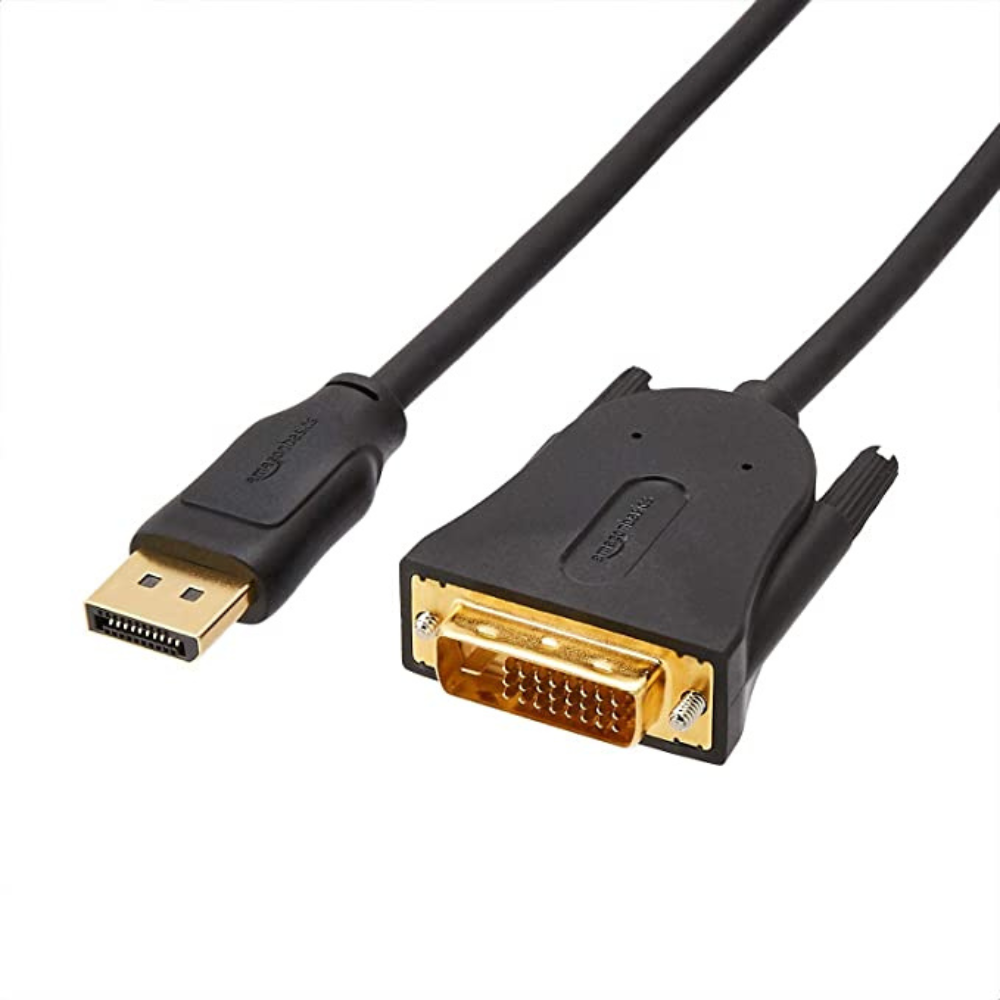 Amazon Basics DisplayPort to DVI Display Cable, 1920x1080p, 1080@60Hz, Vinyl Cable, Gold-Plated Plugs, 3 Feet, Black - BASIX DP TO DVI CABLE PLUG & PLAY / D7 BLACK