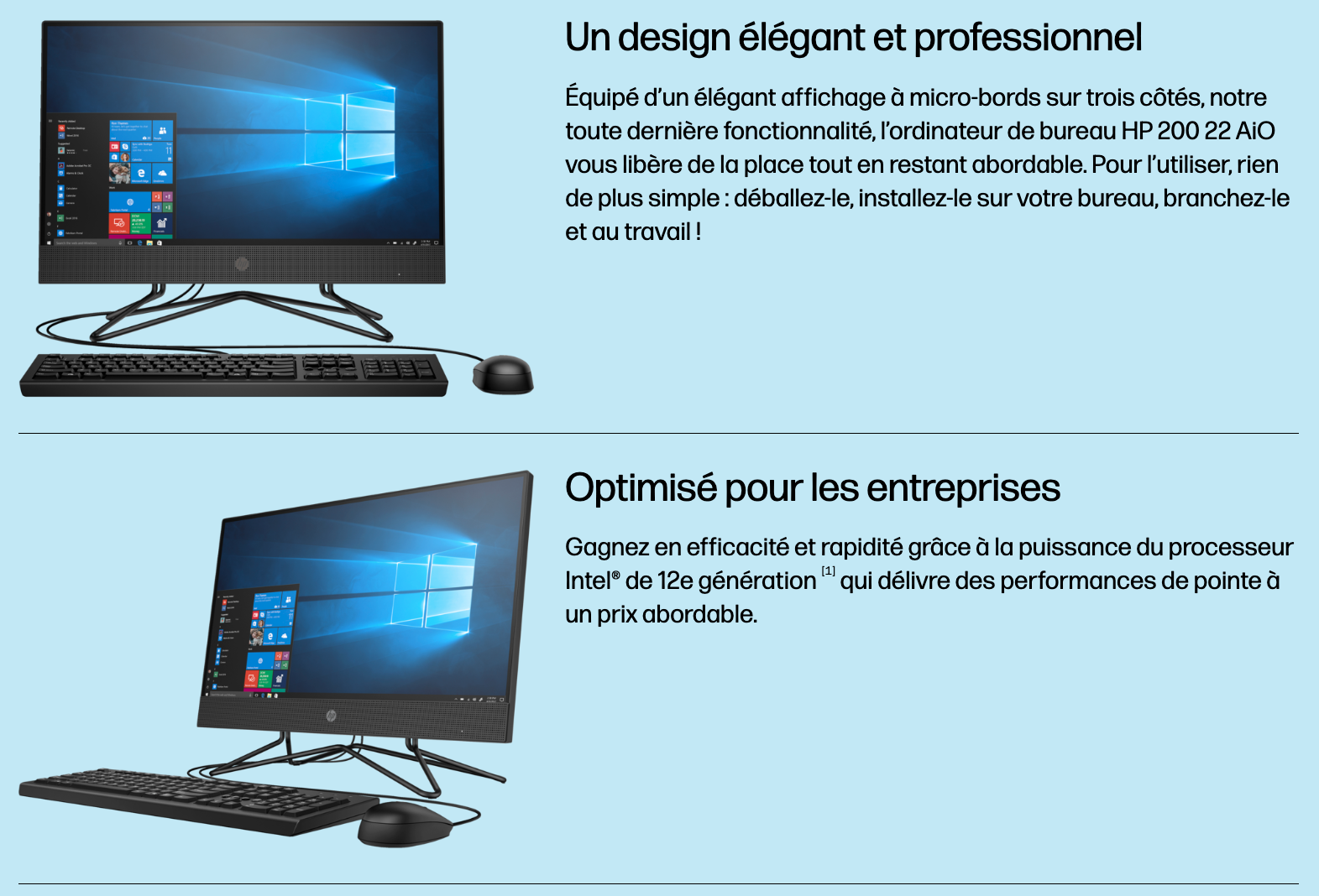Ordinateur (desktop) HP All-in-One 200 G4 - Intel(R) Core(TM) i5-10210U CPU - 4Gb - 1Tb 22" Full HD Noir