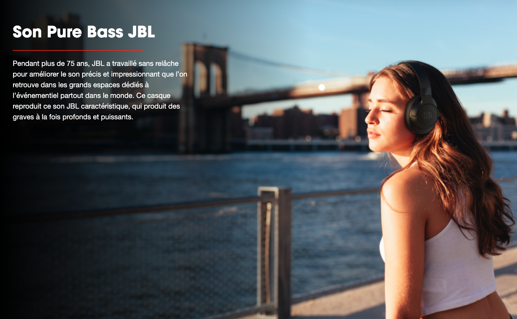 JBL Tune 760NC - Casque circum-aural fermé sans fil - Réduction de bruit active - Bluetooth 5.0 - Commandes/Micro - Autonomie 35h - Pliable