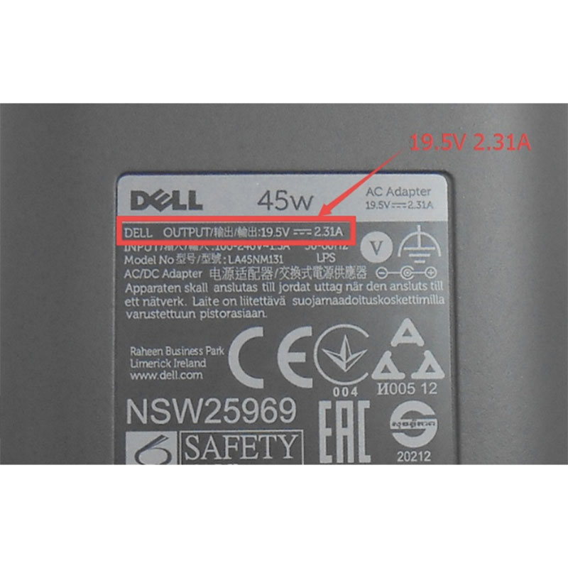 Chargeur Ordinateur Portable DELL 19.5V2.31A 4.5*3.0 (45W) - Oval - Original