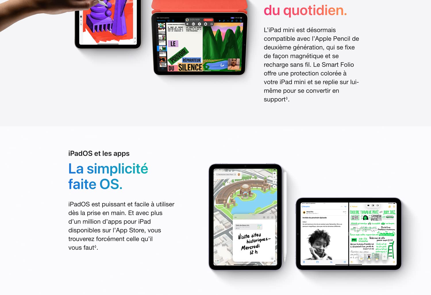 Tablette - Apple A15 Bionic 64 bits - eMMC 256Gb - Écran 8.3" Liquid Retina LED tactile - Wi-Fi AX / Bluetooth 5.0 - Webcam - USB-C - iPadOS 15