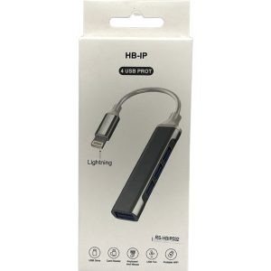 HUB LIGHTNING VERS USB OTG 4 iN 1 AVEC 3 PORTS USB 2.0 ET 1 PORT USB 3.0 PREND EN CHARGE LES MICROPHONES USB, CLE USB, CLAVIER, SOURIS, CARTE SON USB - R SCAR RS-HBIP032