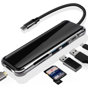 Adaptateur HDMI Hub USB C Compatible avec MacBook Pro / Air XPS et autres Type C - HDTV ADAPTER 6 IN 1 USB-C HUB + CARD REDER HC-64