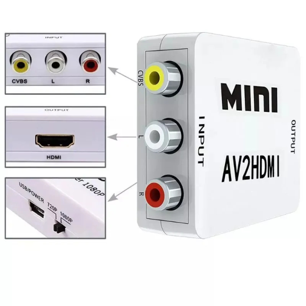 Adaptateur de convertisseur AV vers HDMI, mâle vers femelle RCA, Mini-Composite CVBS vers HDMI AV2HDMI, dernier modèle Full HD - MINI CONVERTISSEUR AV2HDMI / RS-AVHD2 – Image 3