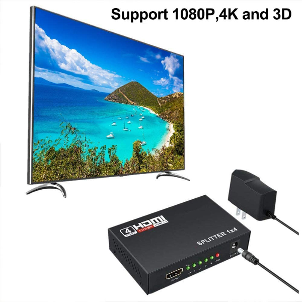 Répartiteur HDMI 1x4 Ports v1.4 Alimenté 4K/2K Full Ultra HD 1080p - SPLITTER HDMI 1X4 4K -ULTRA HD RS-SHD1X4 – Image 4