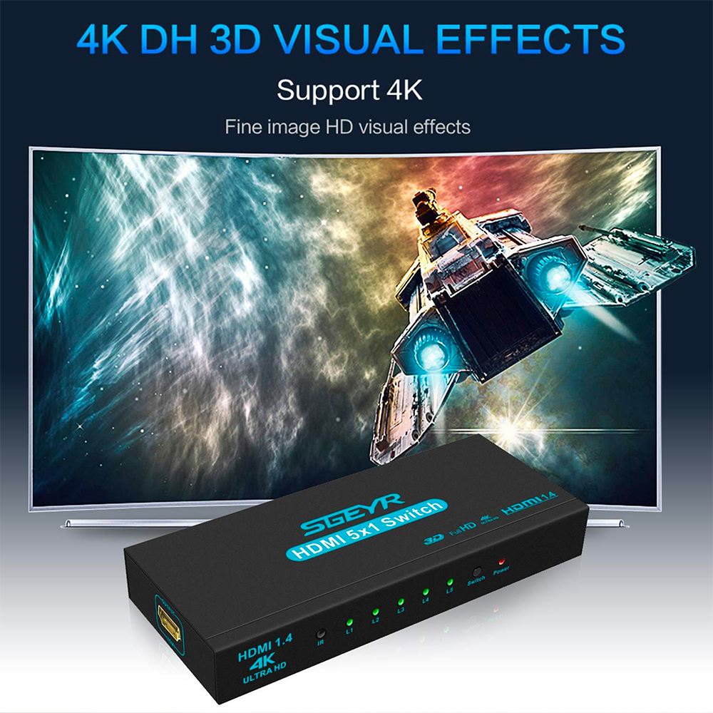 SWITCH MULTIPORTS HDMI-501 / 1*5 / 4K - 5 PORTS
