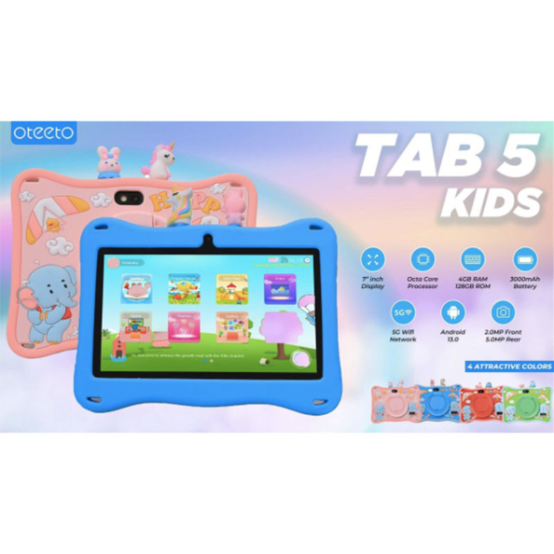 Tablette Oteeto TAB 5 pour enfant , 7 Pouces, 4GB RAM + 128GB mémoire interne Avec 5G Wi-Fi – Image 3