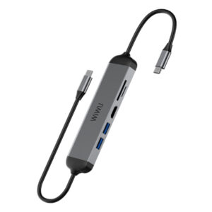 WIWU Alpha 5 In 1 USB-C Hub A521H, Gray - WIWU ALPHA 5 IN 1 USB-C HUB M X PRO