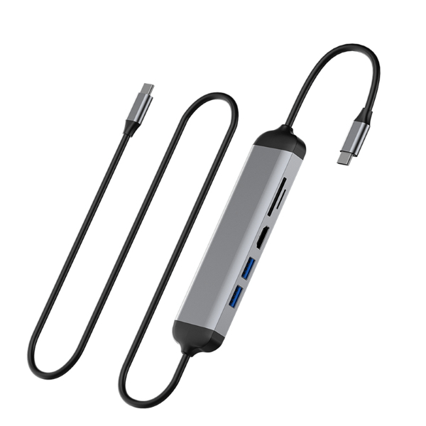 WIWU Alpha 5 In 1 USB-C Hub A521H, Gray - WIWU ALPHA 5 IN 1 USB-C HUB M X PRO