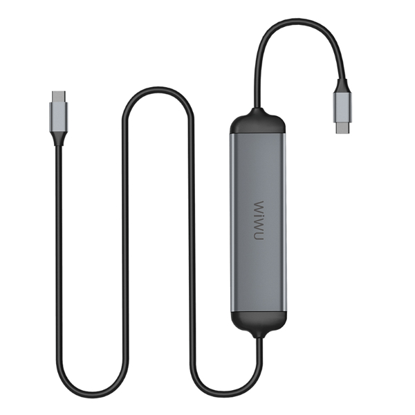 WIWU Alpha 5 In 1 USB-C Hub A521H, Gray - WIWU ALPHA 5 IN 1 USB-C HUB M X PRO