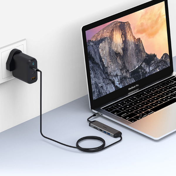 WIWU Alpha 5 In 1 USB-C Hub A521H, Gray - WIWU ALPHA 5 IN 1 USB-C HUB M X PRO