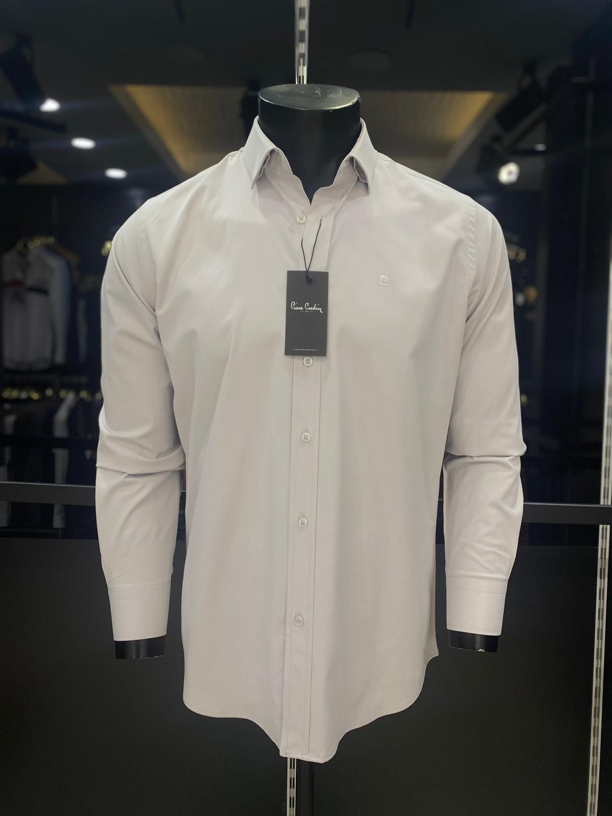 Chemise Pierre Cardin Homme - Taille L - Blanche à Rayures Bleues - Coton Manches Longues