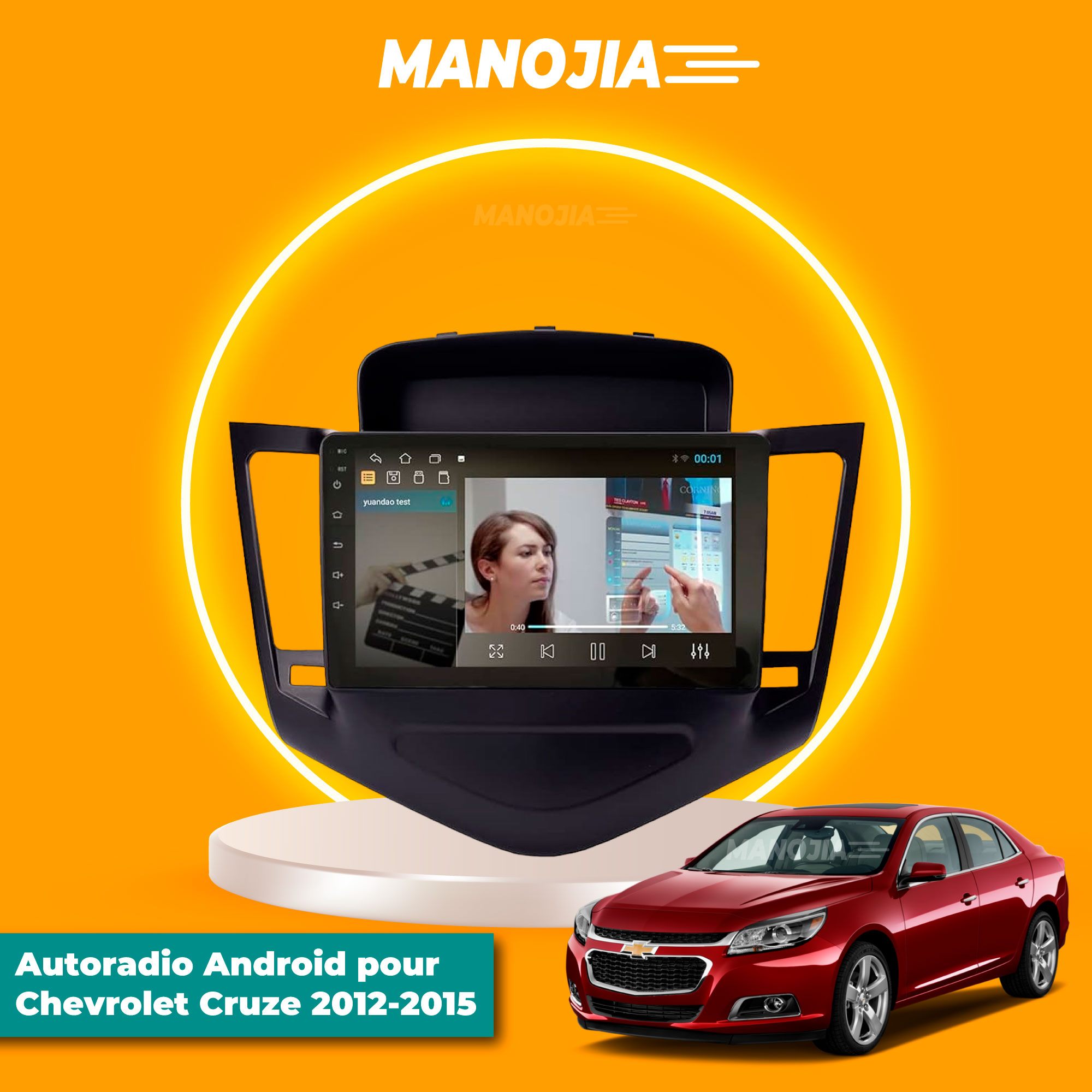 Autoradio stéréo Android 11 pour Chevrolet Cruze 2012–2015 Lecteur multimédia Radio Écran tactile 9 ou 10 pouces HD - Navigation GPS avec Bluetooth WIFI SWC 2 Go + 32 Go