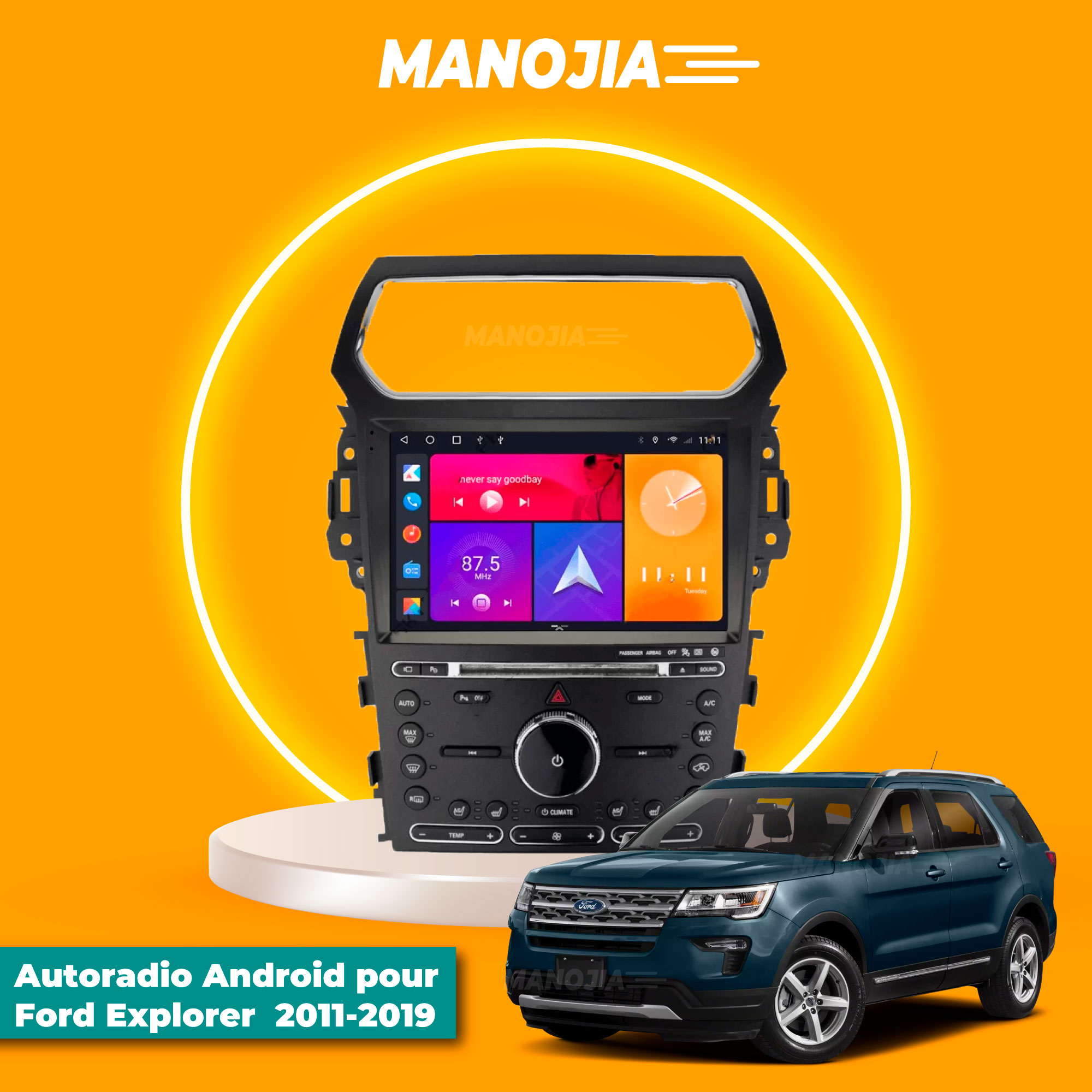 Autoradio voiture Android 13 pour Ford Explorer 2011-2019 - lecteur multimédia GPS Radio écran tactile et caméra de recul