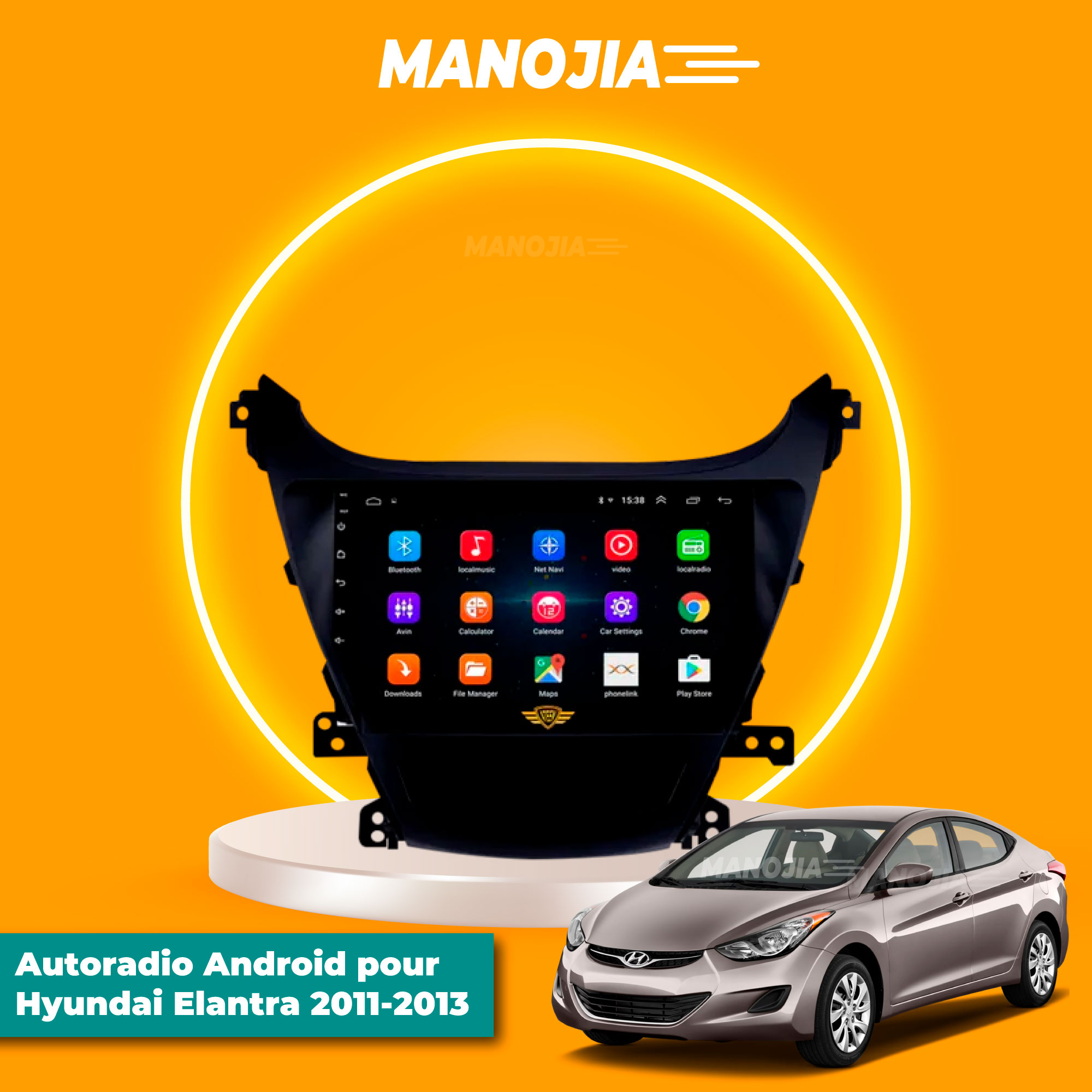 Autoradio Android 11 2 + 32 Go pour Hyundai Elantra 2011 2012 2013 avec Apple Carplay Android Auto écran tactile 9 OU 10" FM RDS HiFi Bluetooth WiFi GPS + caméra de recul et micro