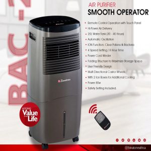 VENTILATEUR BINATONE A EAU HUMIDIFICATEUR 20 LITRES BAC-20L