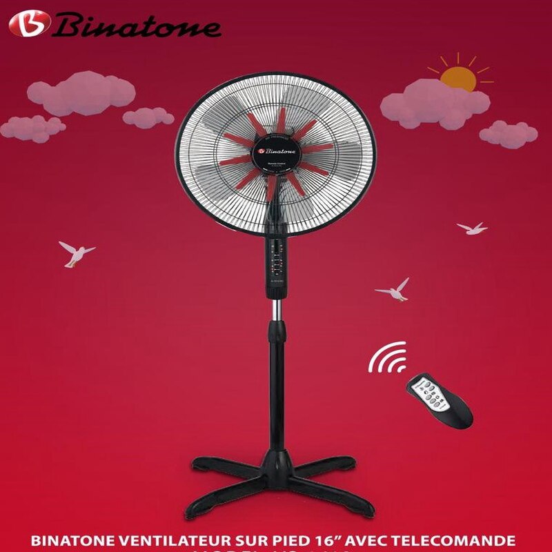 VENTILATEUR BINATONE SUR PIED AVEC COMMANDE A-1612RC