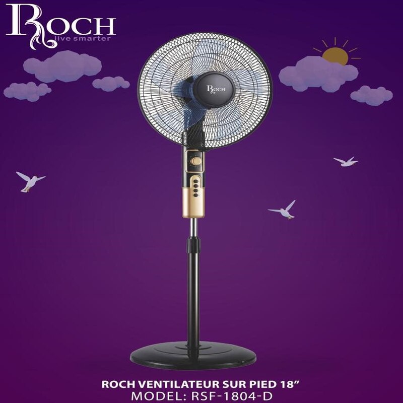 VENTILATEUR ROCH SUR PIED NOIR-DORE RSF1804 - Vente en ligne Dakar Sénégal