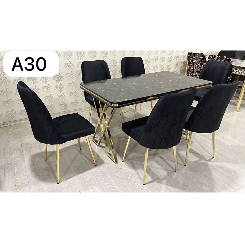 TABLE A MANGER 6PLACES 80X140 METAL NOIR A30