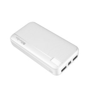 Power Bank 20000mAh Blanc Avec 1 Entrée Micro/Type-C Et 2 Sorties USB