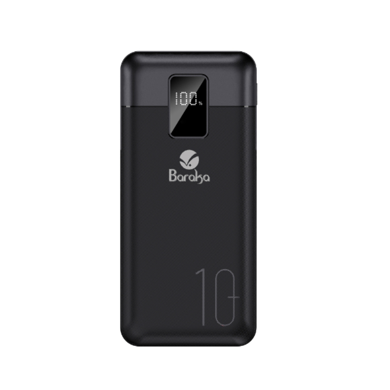 Power Bank 10000mAh Noir Avec 1 Entrée Micro/Type-C Et 2 Sorties USB