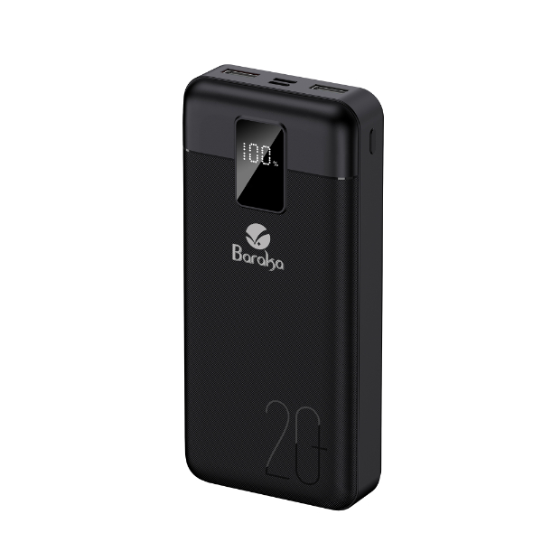 Power Bank 20000mAh Noir Avec 1 Entrée Micro/Type-C Et 2 Sorties USB