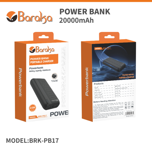 Power Bank 20000mAh Noir Avec 1 Entrée Micro/Type-C Et 2 Sorties USB – Image 6