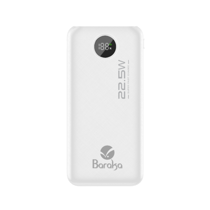 Power Bank 10000mAh Blanc Avec 1 Entrée Micro/Type-C Et 1 Sortie Type-C + 2 Sorties USB