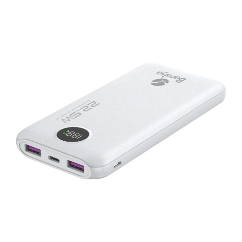 Power Bank 10000mAh Blanc Avec 1 Entrée Micro/Type-C Et 1 Sortie Type-C + 2 Sorties USB