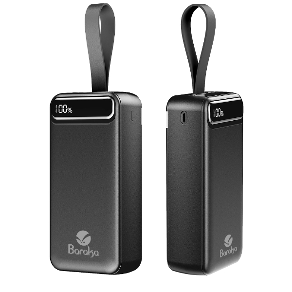 Power Bank 30000mAh Noir Avec 1 Entrée Micro/Type-C Et 2 Sorties USB