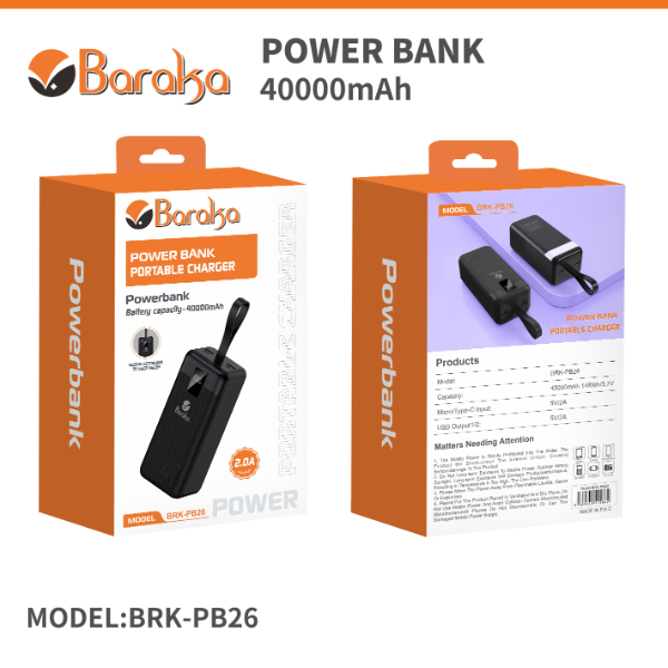 Power Bank 40000mAh Noir Avec 1 Entrée Micro/Type-C Et 2 Sorties USB – Image 5