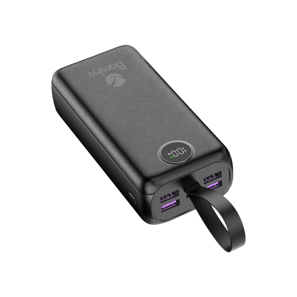 Power Bank 30000mAh Noir Avec 1 Entrée Micro/Type-C Et 4 Sorties USB