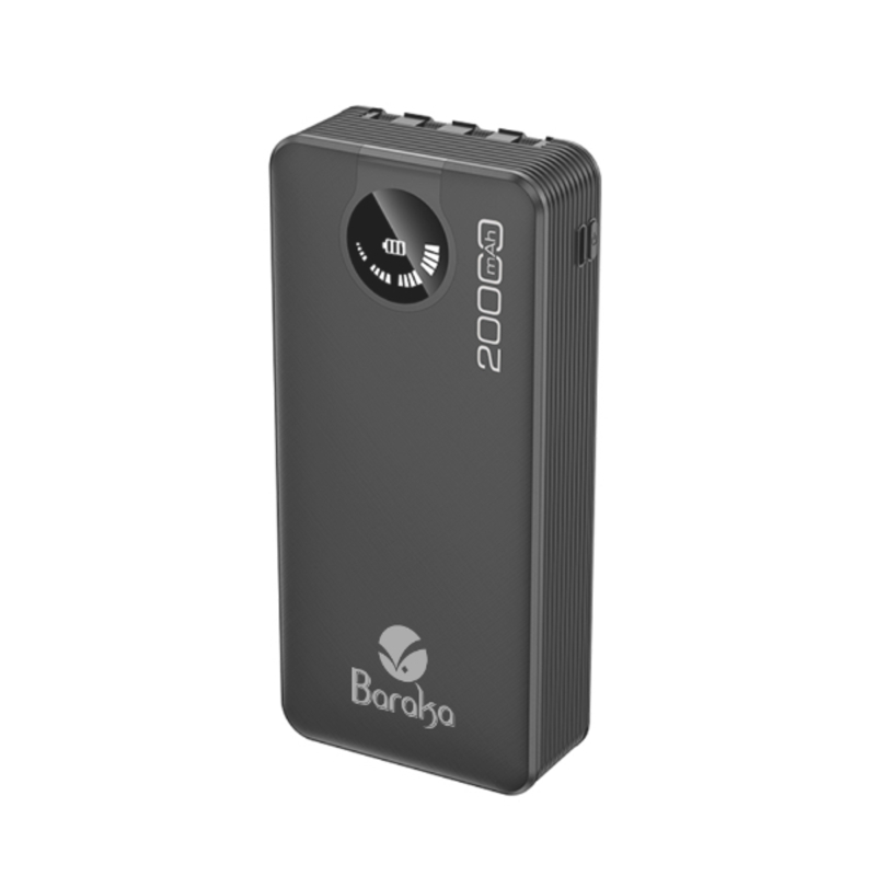 Power Bank 20000mAh Noir Avec 1 Entrée Cable USB/Type-C Et 1 Sortie Cable USB/Micro + 2 Sorties Cable Lightning/Type-C