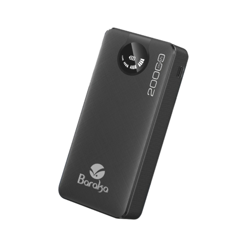 Power Bank 20000mAh Noir Avec 1 Entrée Cable USB/Type-C Et 1 Sortie Cable USB/Micro + 2 Sorties Cable Lightning/Type-C