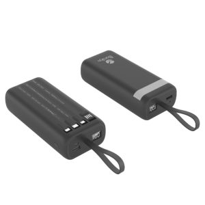 Power Bank 30000mAh Noir Avec 3 Sorties Cable Type-C/Micro & Cable Lightning Et 1 Sortie USB + 1 Entrée Type-C Et 1 Entrée Cable USB