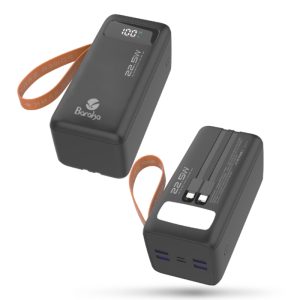 Power Bank 50000mAh Noir Avec 1 Entrée Type-C & Lightning + 1 Sortie Type-C Et 1 Sortie Cable USB1/Type-C + 1 Sorties Cable Lightning/Sortie Cable USB2/3/4