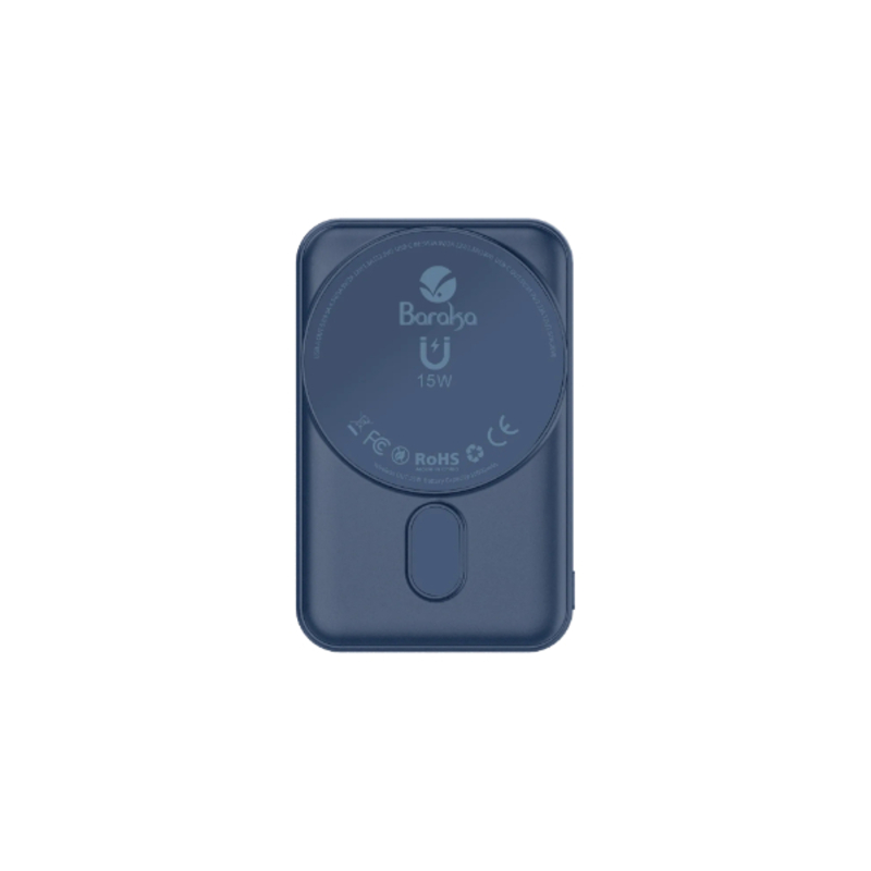 Power Bank Sans Fil 5000mAh Bleu Avec 1 Entrée Type-C Et Lightning + 1 Sortie Type-C Et Sans Fil