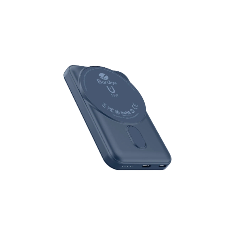Power Bank Sans Fil 5000mAh Bleu Avec 1 Entrée Type-C Et Lightning + 1 Sortie Type-C Et Sans Fil